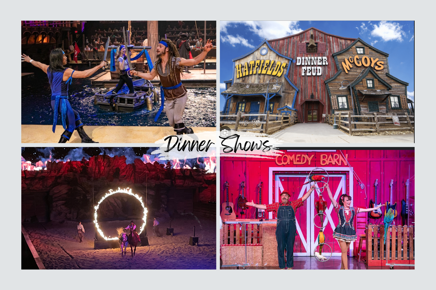 Enjoy one of the many dinner shows just 1-2 miles from Mighty Oaks Mountain Retreat.