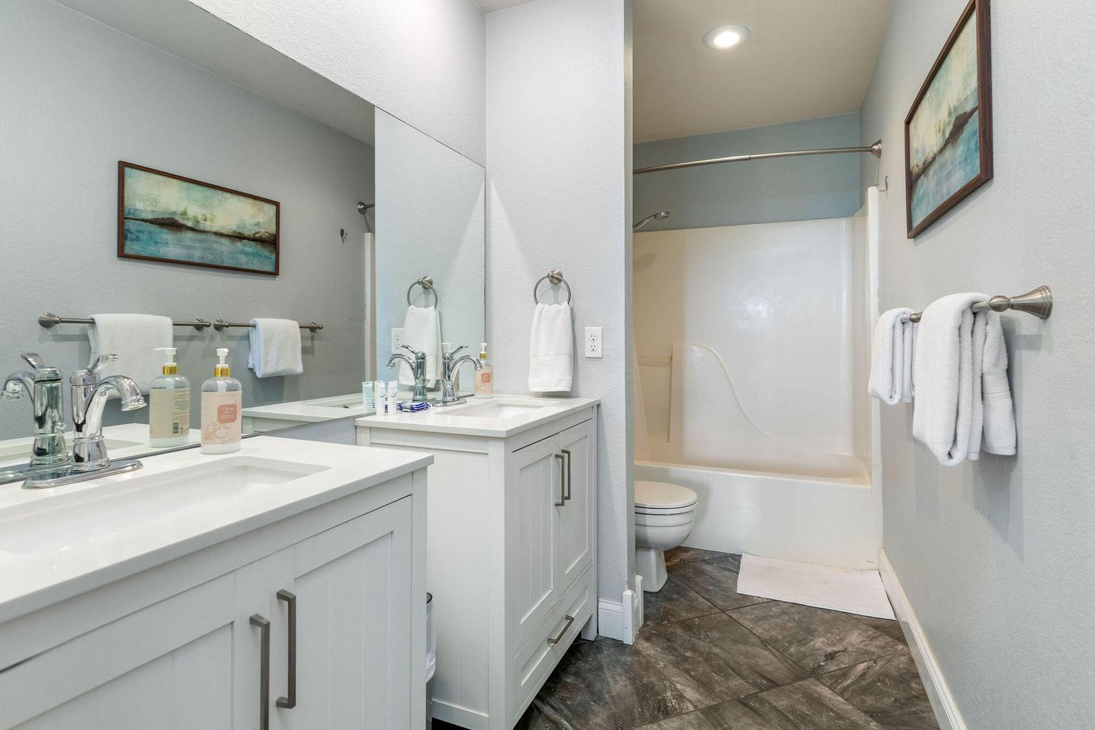 Dual Vanity in the Master Ensuite give plenty of space to prepare for a day of fun