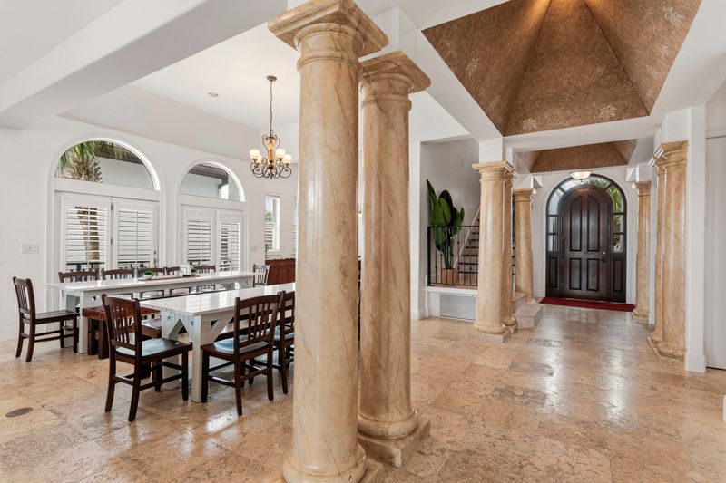 Grand architecture with striking pillars throughout