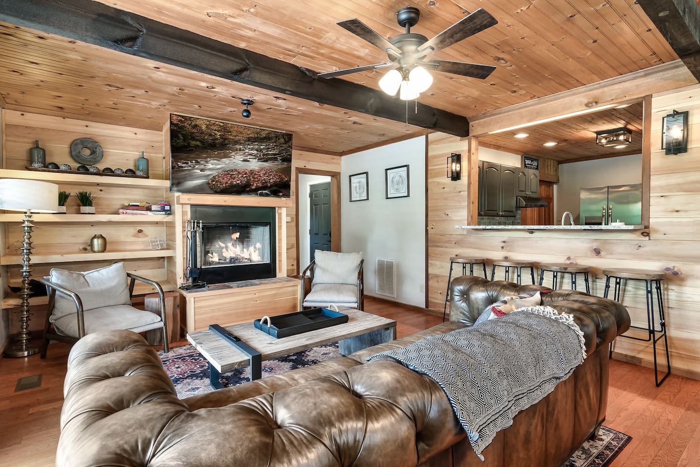 living area (wood burning fireplace)