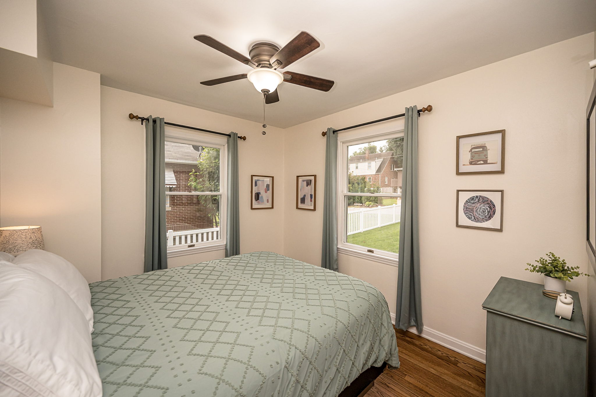 Main floor peaceful bedroom designed for a restful night's sleep.