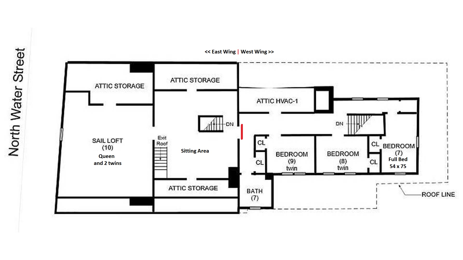 3rd Floor Plan showing East & West Wings