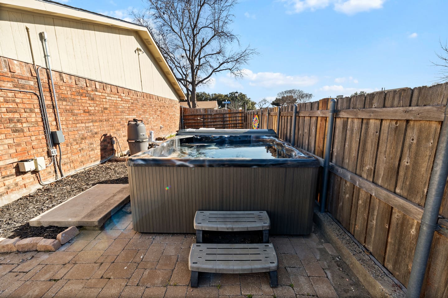 Unwind under the stars in your own private outdoor jacuzzi—relaxation starts here.