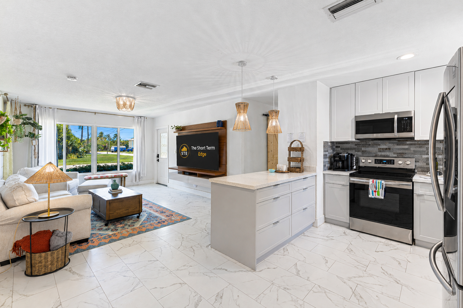 Open layout flows from living room to kitchen for easy, breezy living.