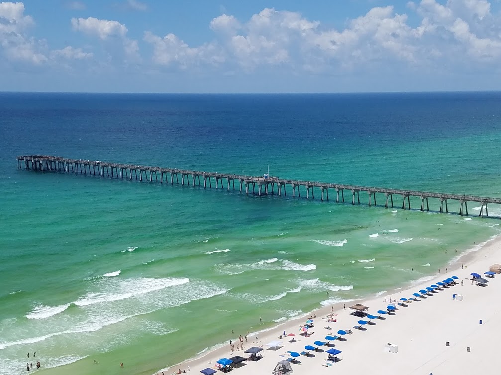View from the balcony of the City Pier to the west that gives Pier Park its name
