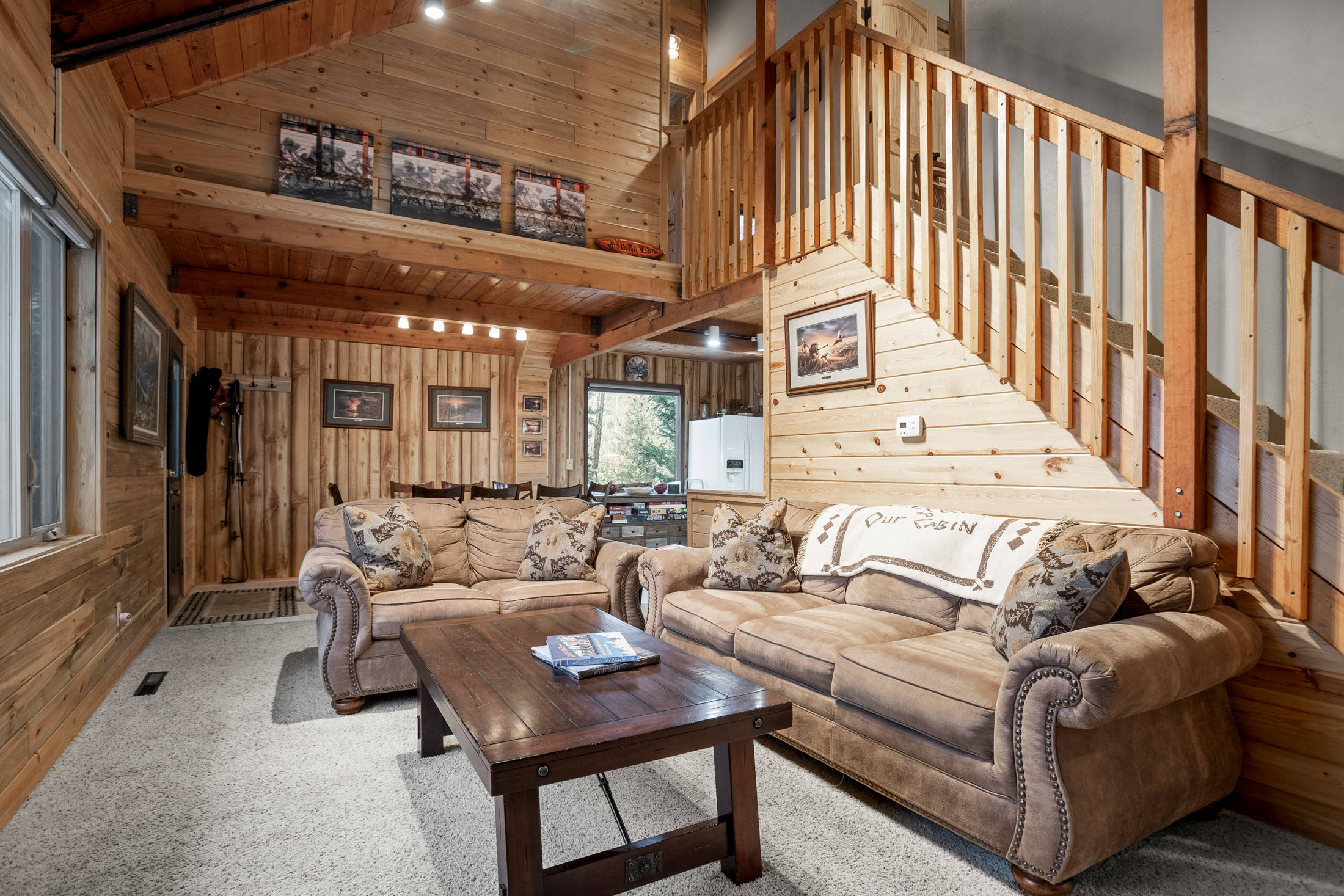 Full flight of stairs to upper level