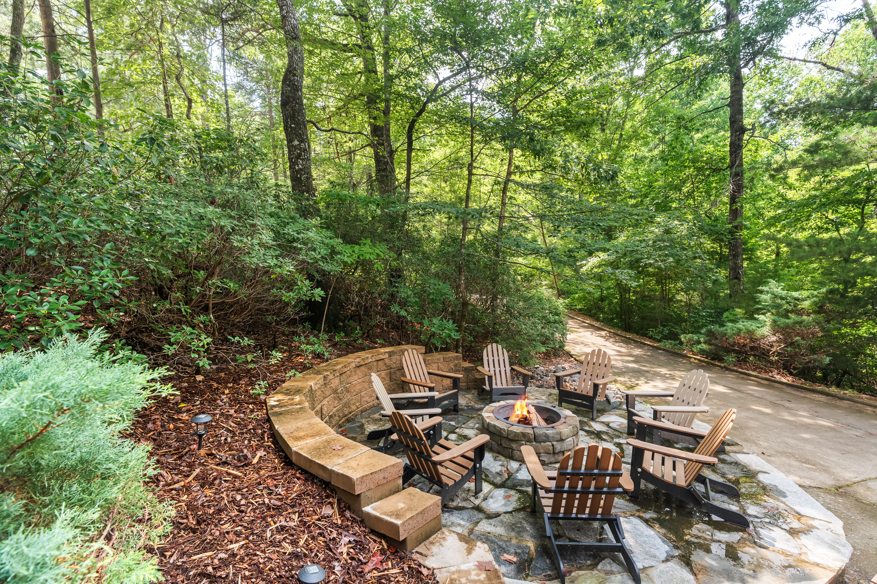Enjoy sitting around the fire pit, roasting marshmallows, and telling stories.