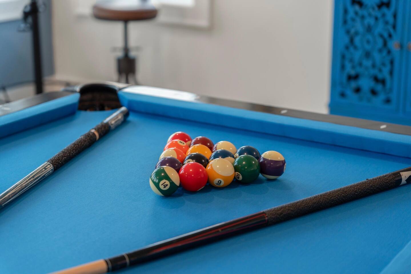 located on top floor in game room
