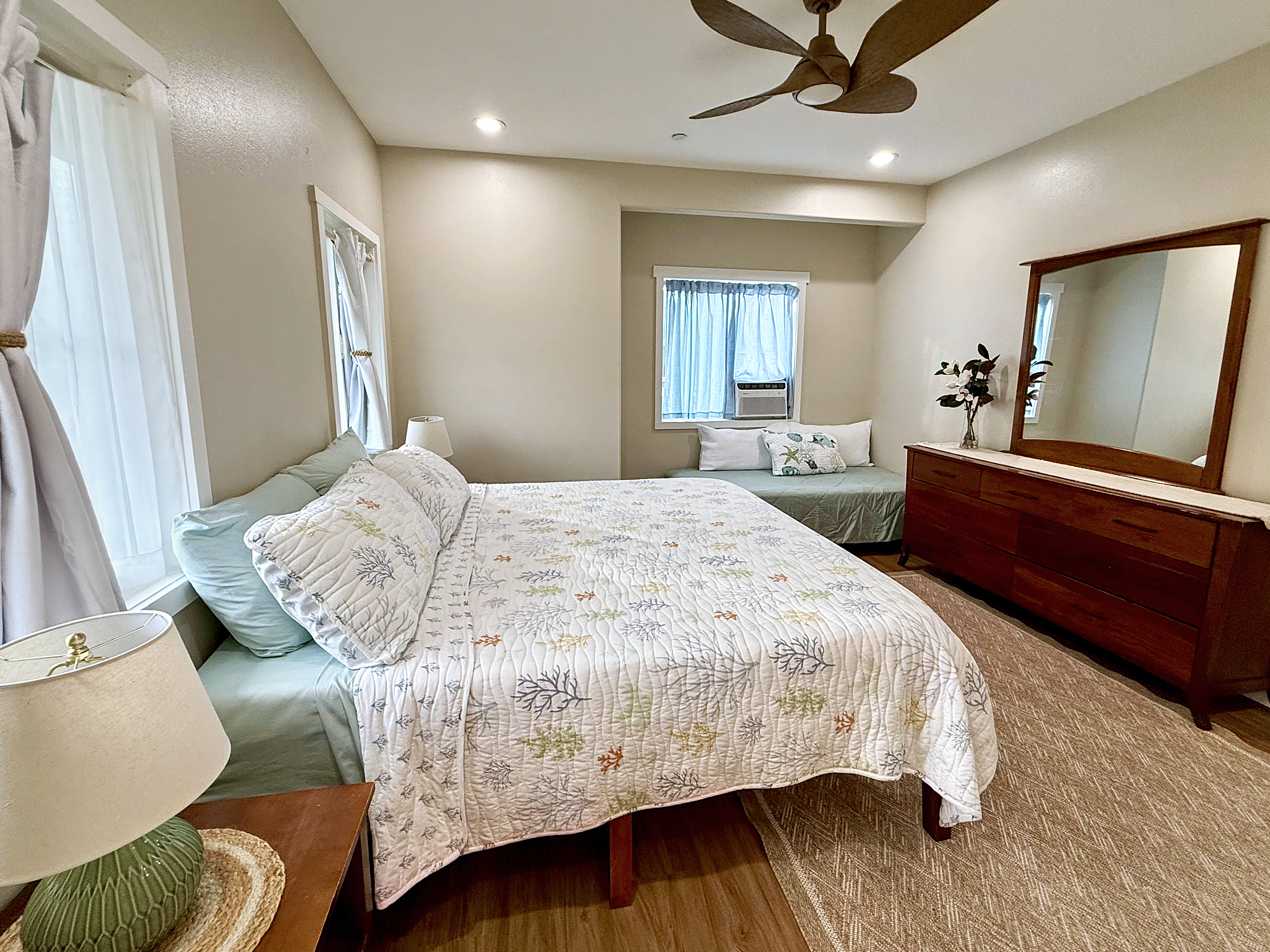 King + Twin Bed | Representative Interior. Finishes, decor, and furniture, vary by unit.