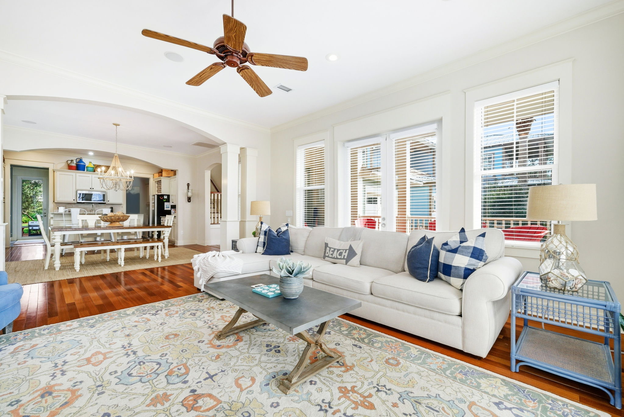 Unwind after a day at the beach in our spacious, cozy living area.