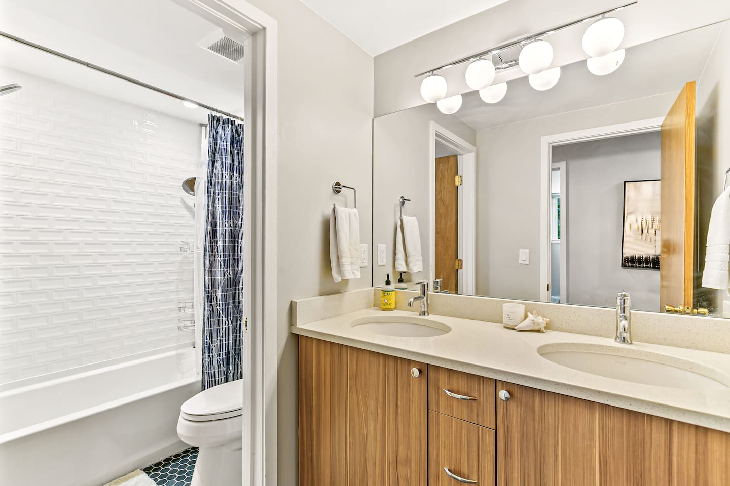 Bathroom 2 is located on the same floor and shared among bedrooms 1, 2, and 3