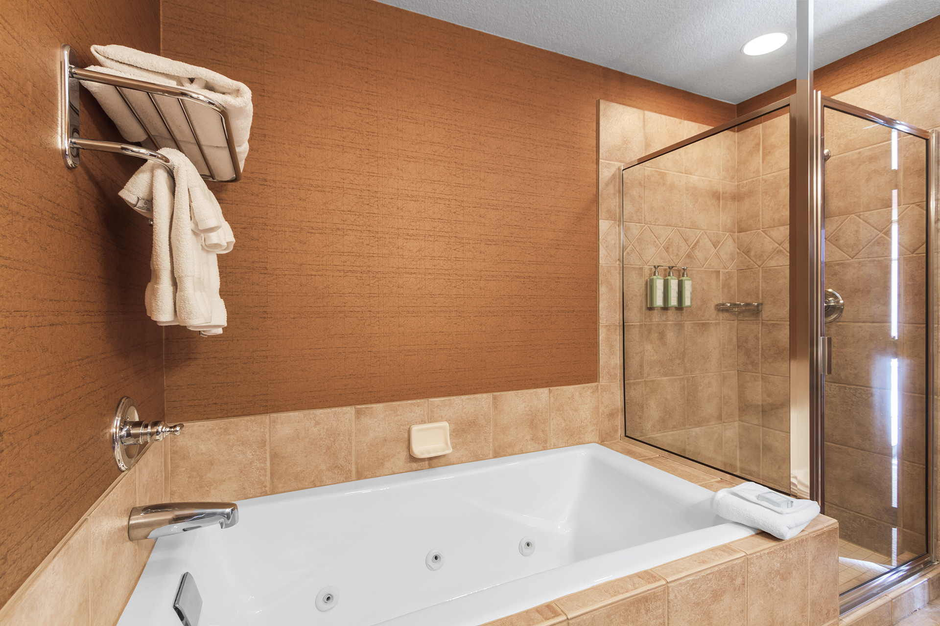 Master bathroom with jetted tub and separate shower