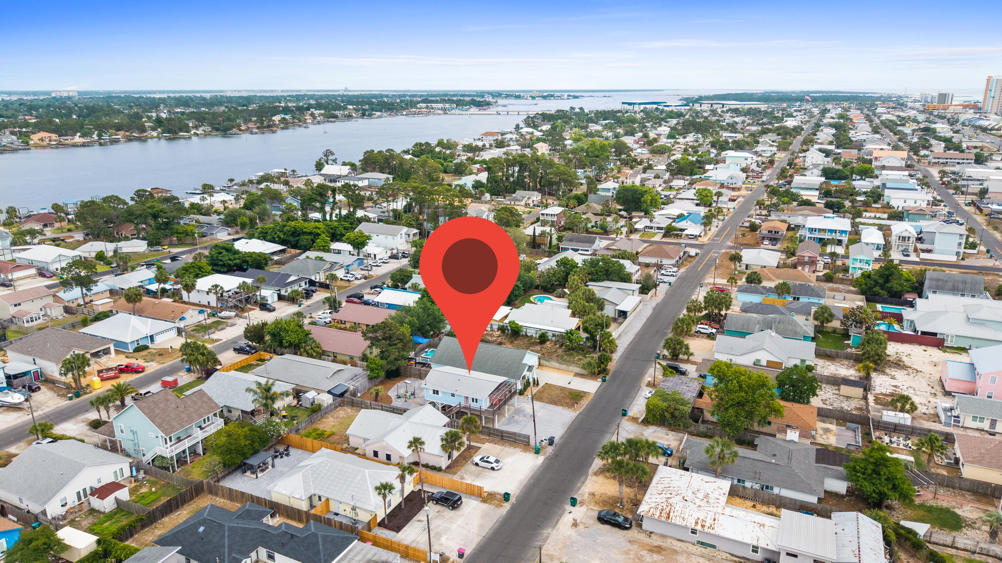 Aerial of Area with Pin where House is located at.