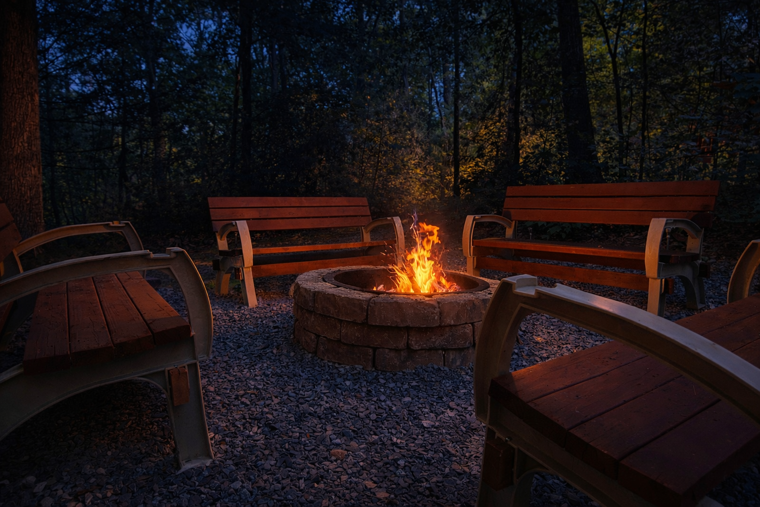 Outdoor firepit with seating