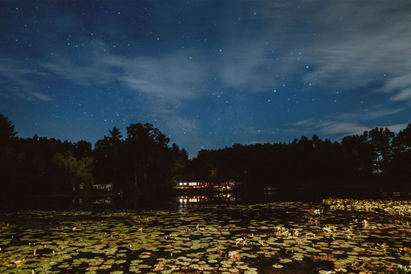 View of the lake at night