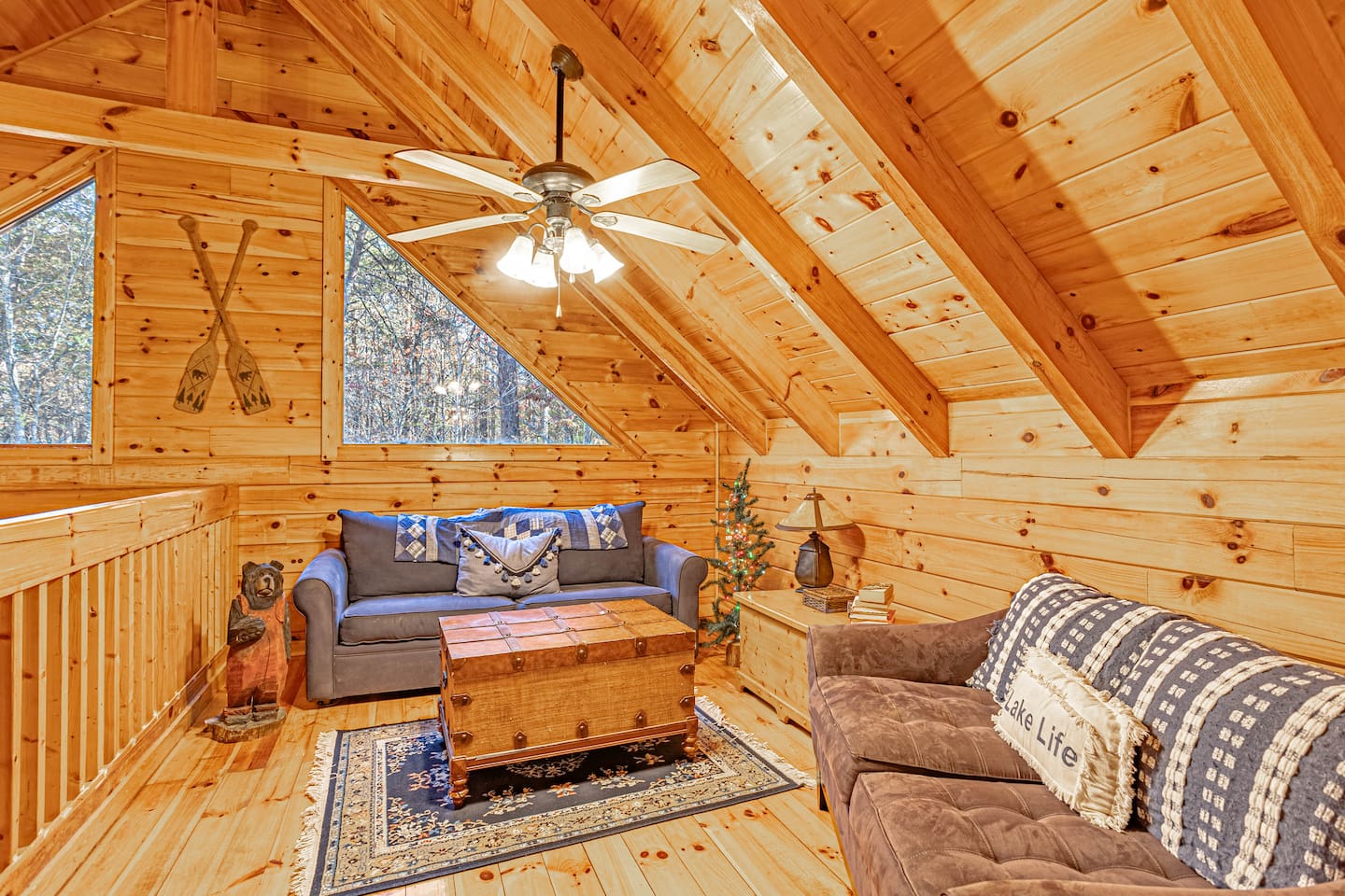Upstairs loft area with queen sofa sleeper. Main floor also has queen sofa sleeper.