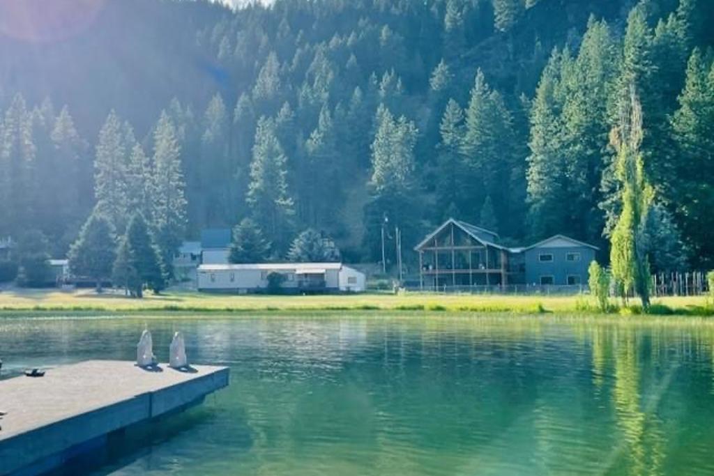 Pond 0.2 miles away with benches and playground