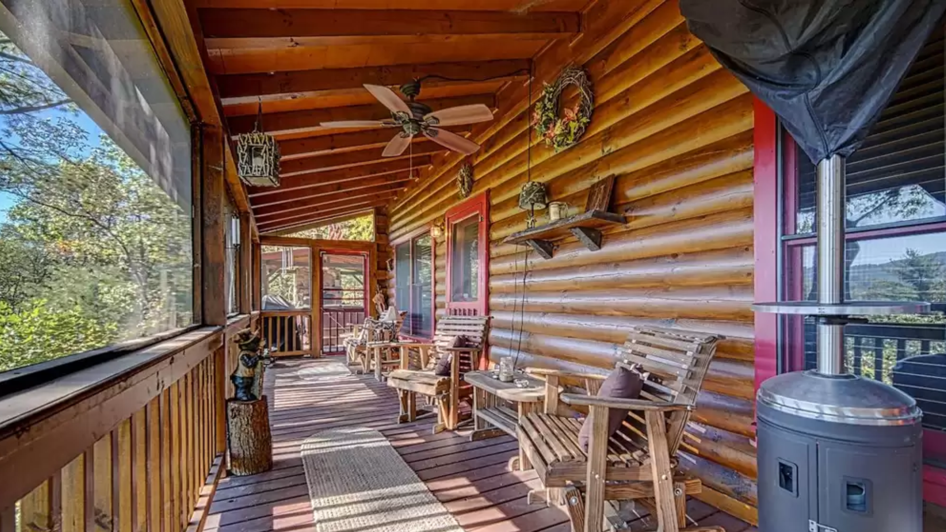 Located off the living room on the main floor, this screened-in porch is a tranquil spot to have your morning cup of coffee.