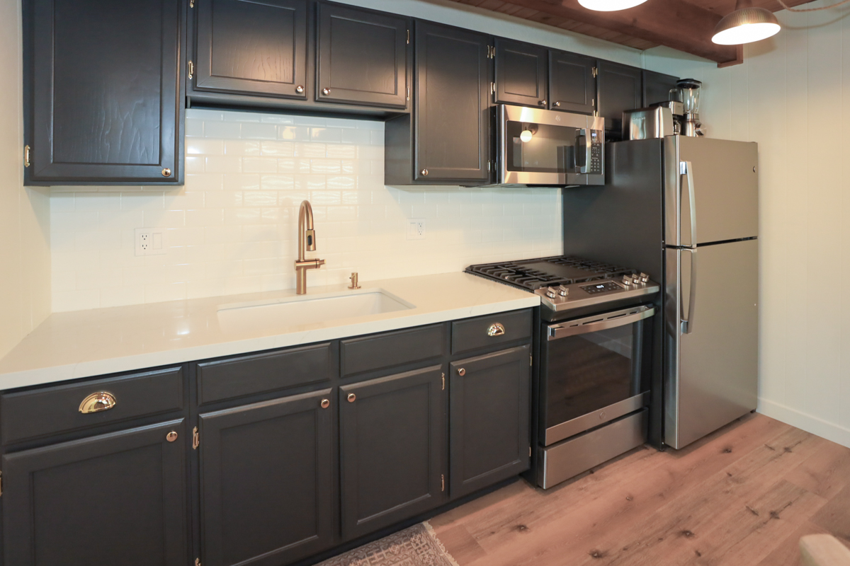 Fully equipped kitchen if you want to stay in and cook your own meals.