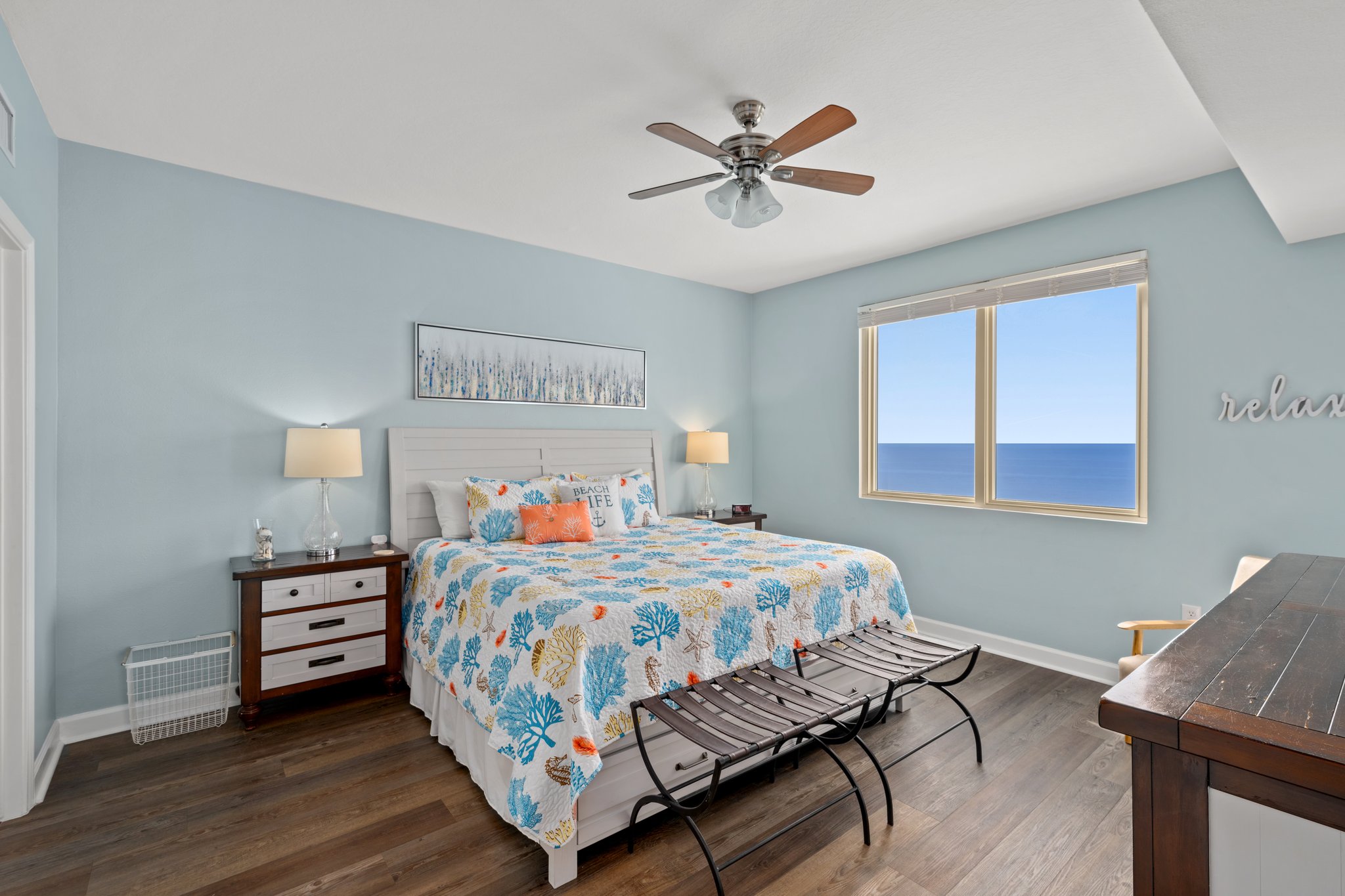 Master bedroom with view