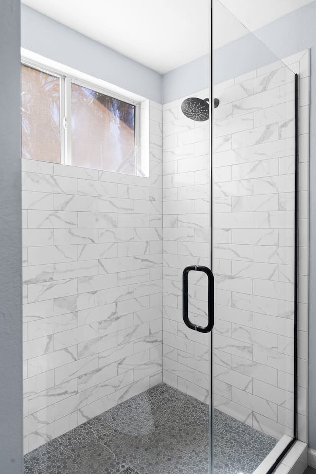 The walk-in shower was renovated for your enjoyment as well.