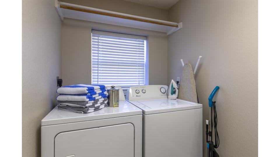 Full-size washer and dryer provided for your convenience. Pack light and keep beach towels fresh throughout your stay—perfect for families and extended vacations.
