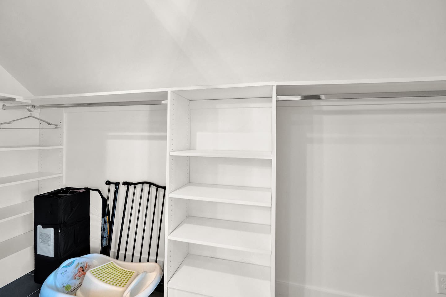 Bringing little ones? We've stocked the essentials — from a pack-n-play to a baby gate — all tucked into the spacious primary closet for easy access.