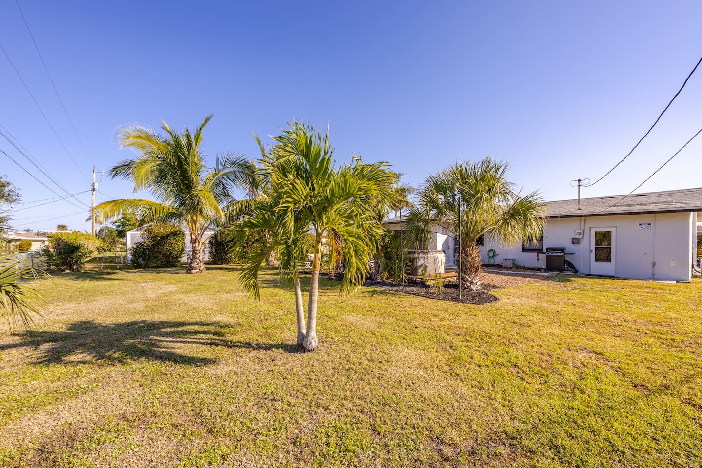 View from back of property, looking towards hot tub