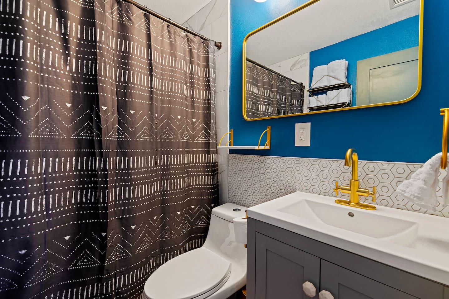 Making the most of the small space, we didn't forget the ladies! There is a shelf installed just for your important toiletries. We know running out of countertop space can be frustrating. Not here!