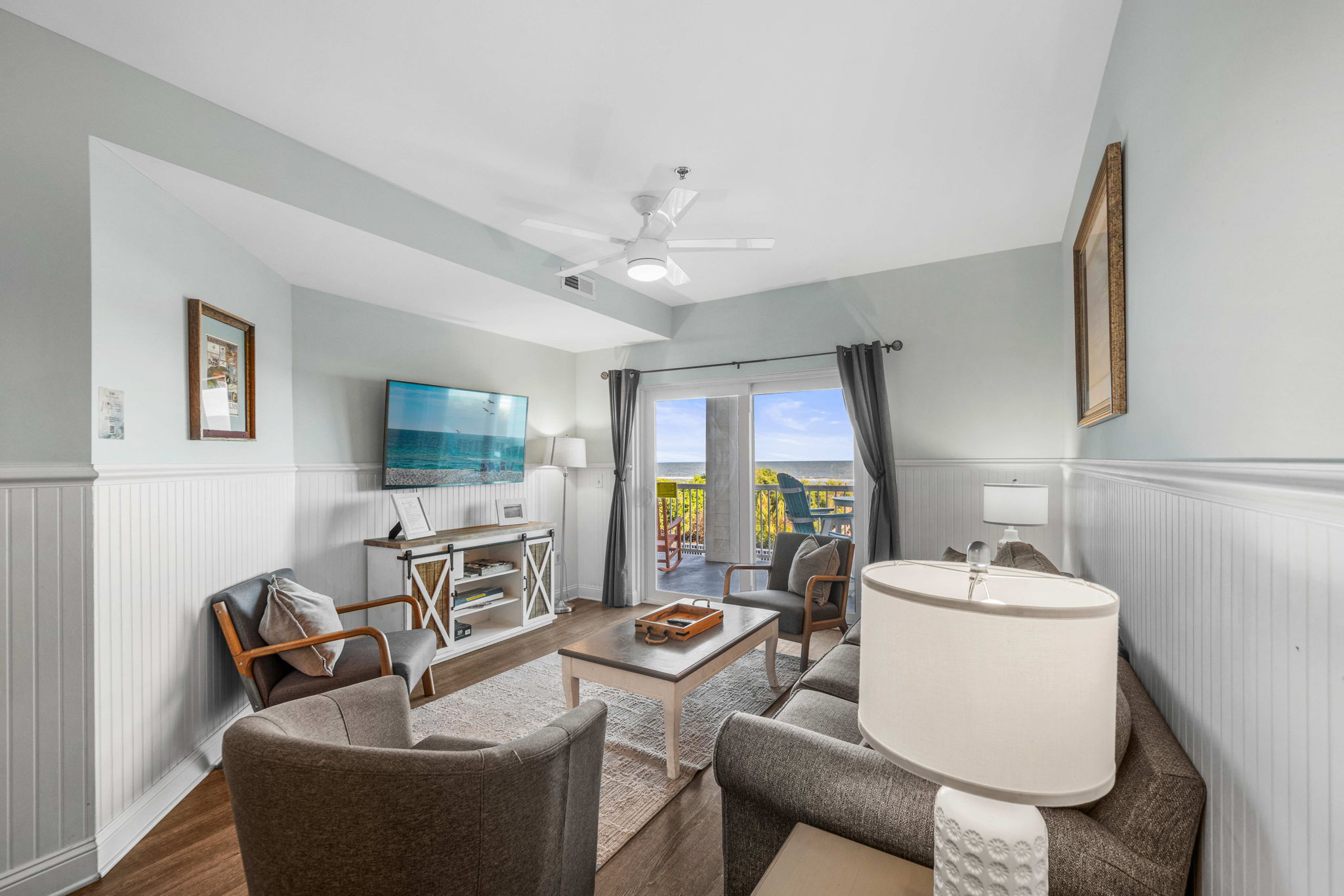Living Room | Sand Dollar | 102 Oceanview | 1116 Ocean Blvd, Isle of Palms, SC | IOP Escapes