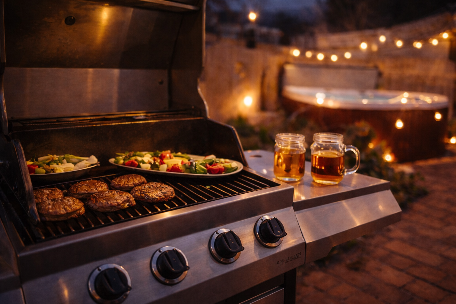 Grill, gather, and soak — easy outdoor living.