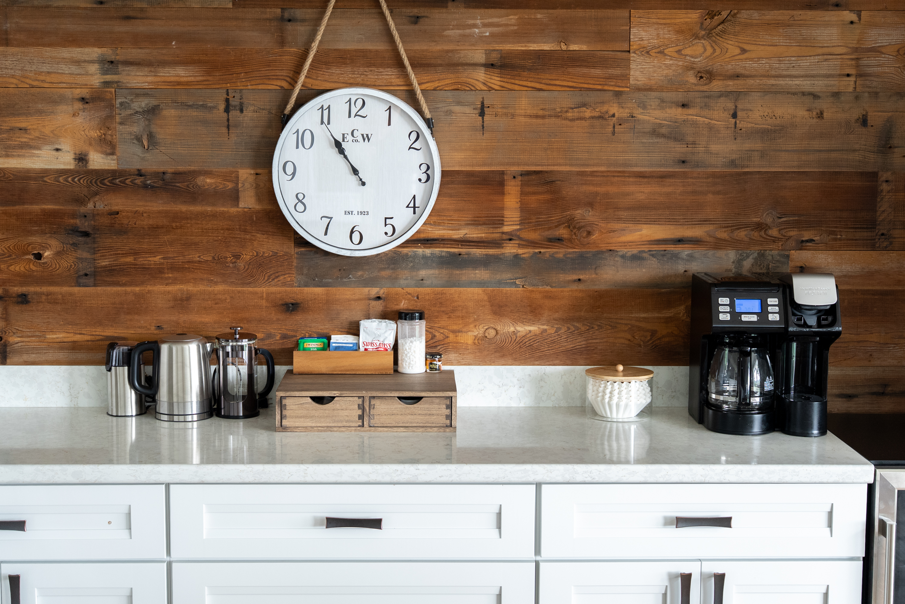 Start your morning slow with a perfectly brewed cup of coffee or tea.