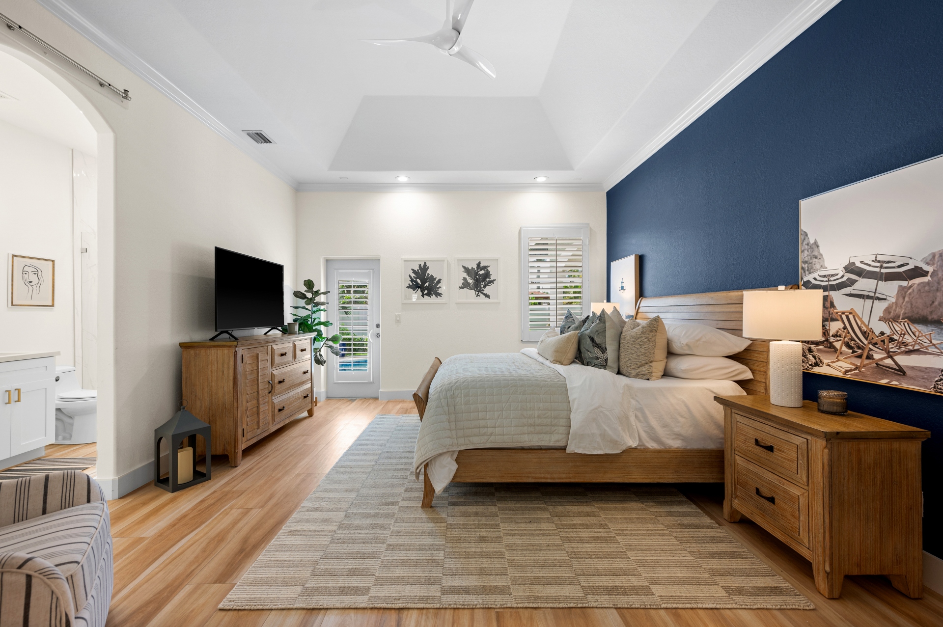Primary Bedroom (Pool Walkout) & Attached Full Bath & Smart TV