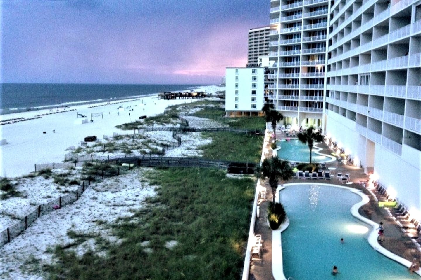 Two massive outdoor pools with one being zero entry that the little ones. There is also a indoor heated pool.