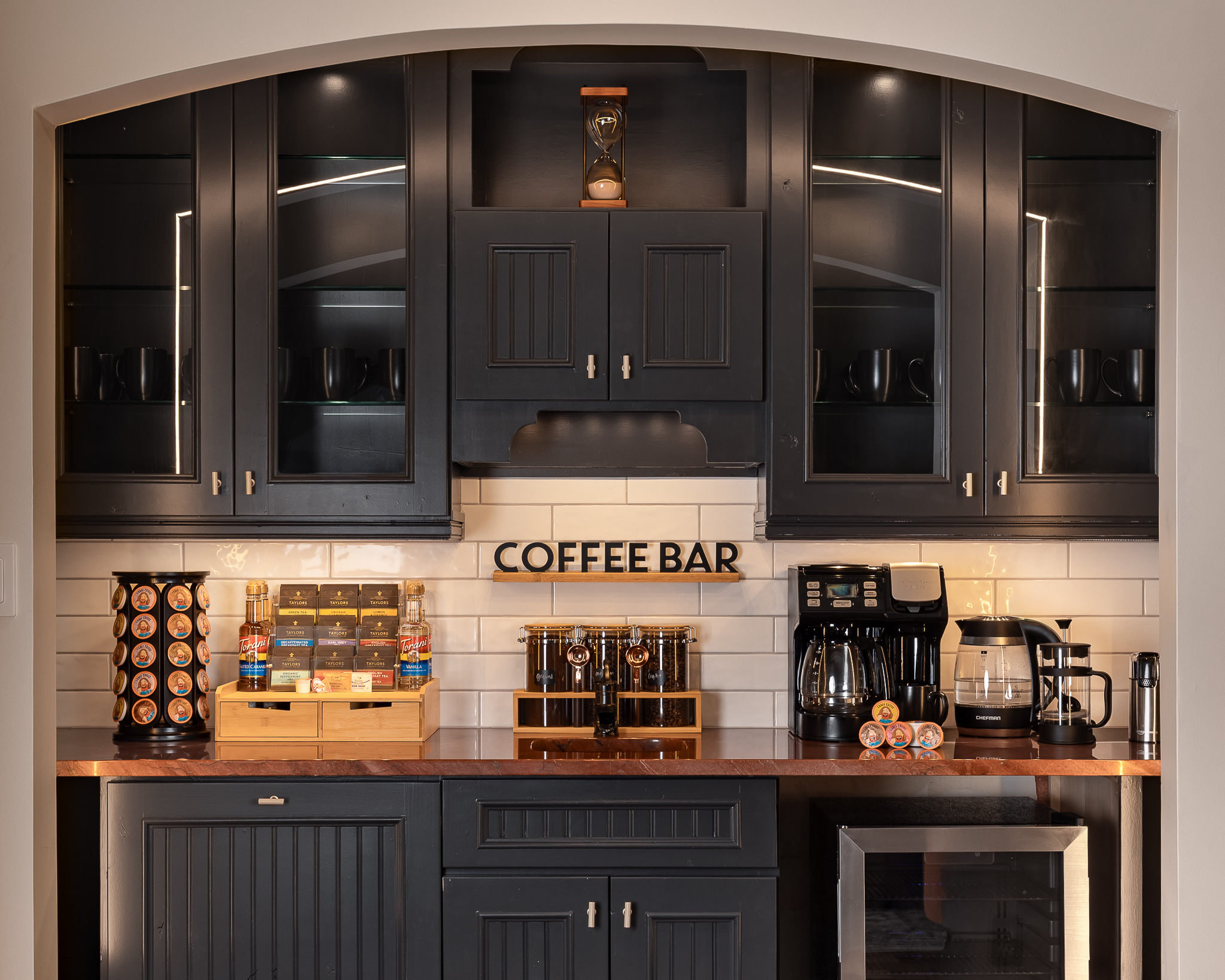 {Coffee Bar} Start mornings at the dedicated coffee bar, stocked with multiple brew options and plenty of space for the whole group to caffeinate.