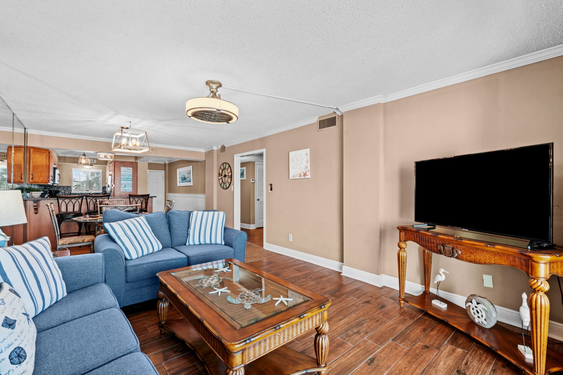 Living and dining areas