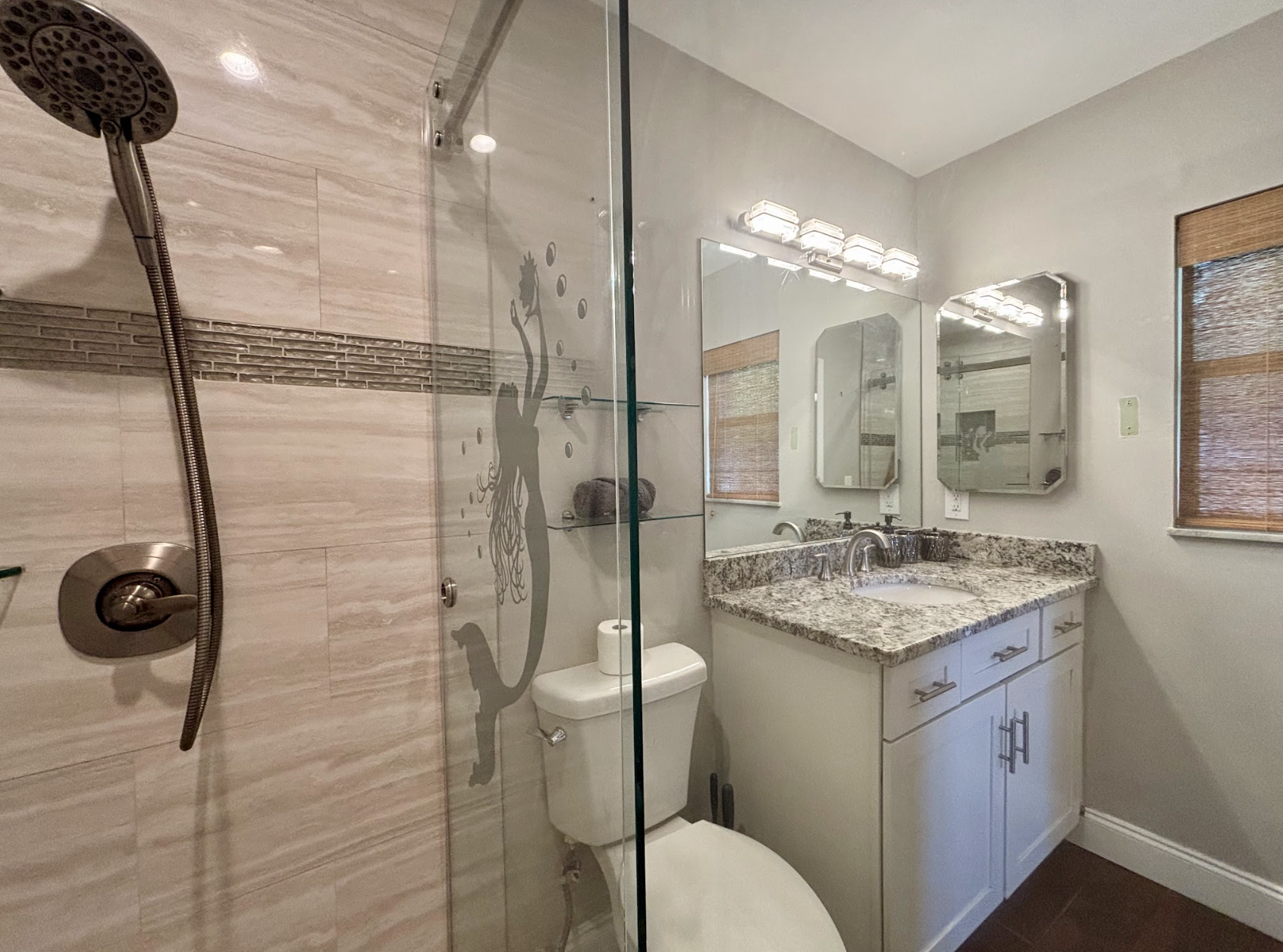 The ensuite main bathroom has a walk-in shower and great water pressure.