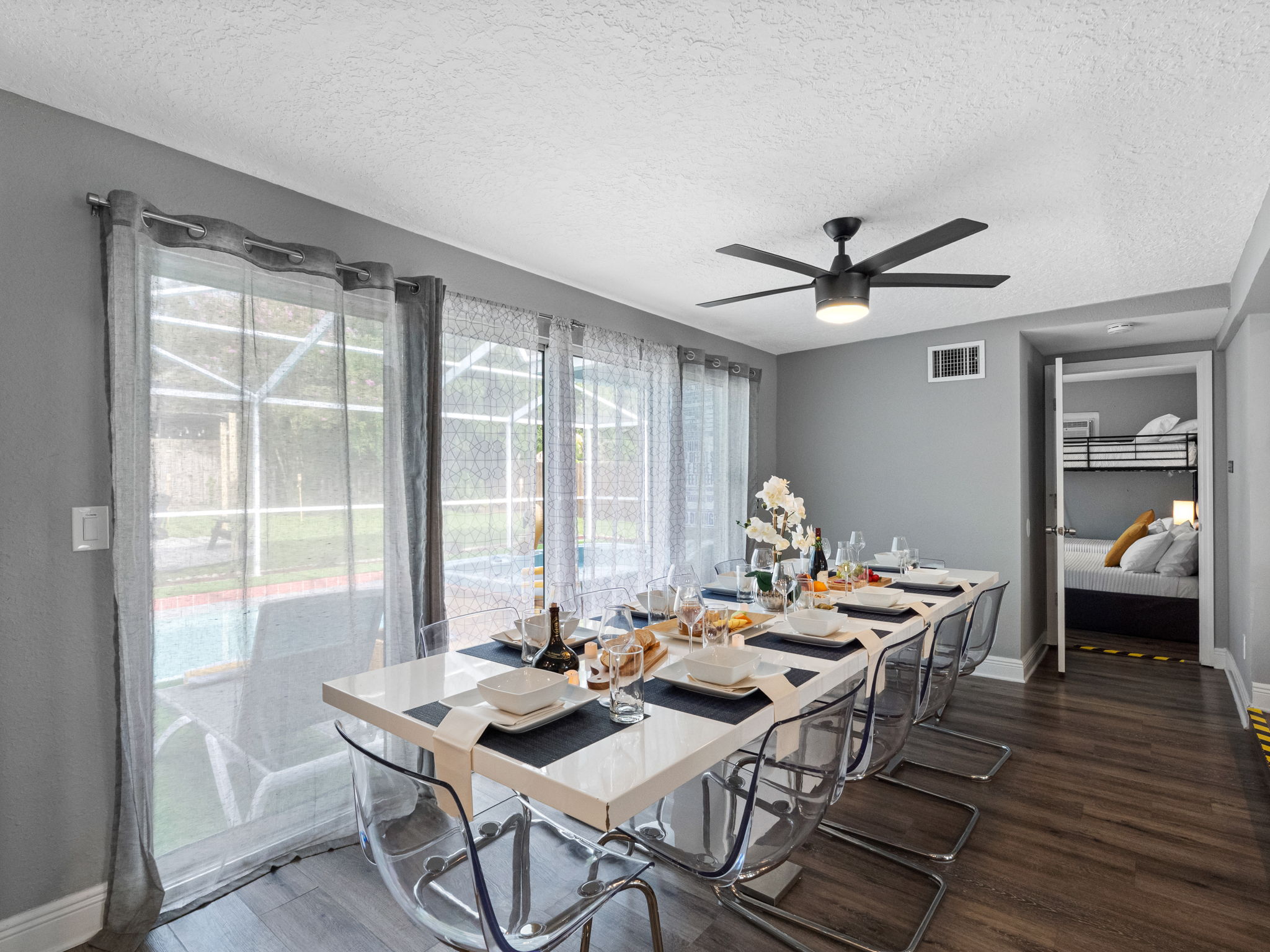 The open layout allows for uninterrupted interaction between the kitchen, dining, and living spaces—ideal for entertaining or keeping an eye on the kids.