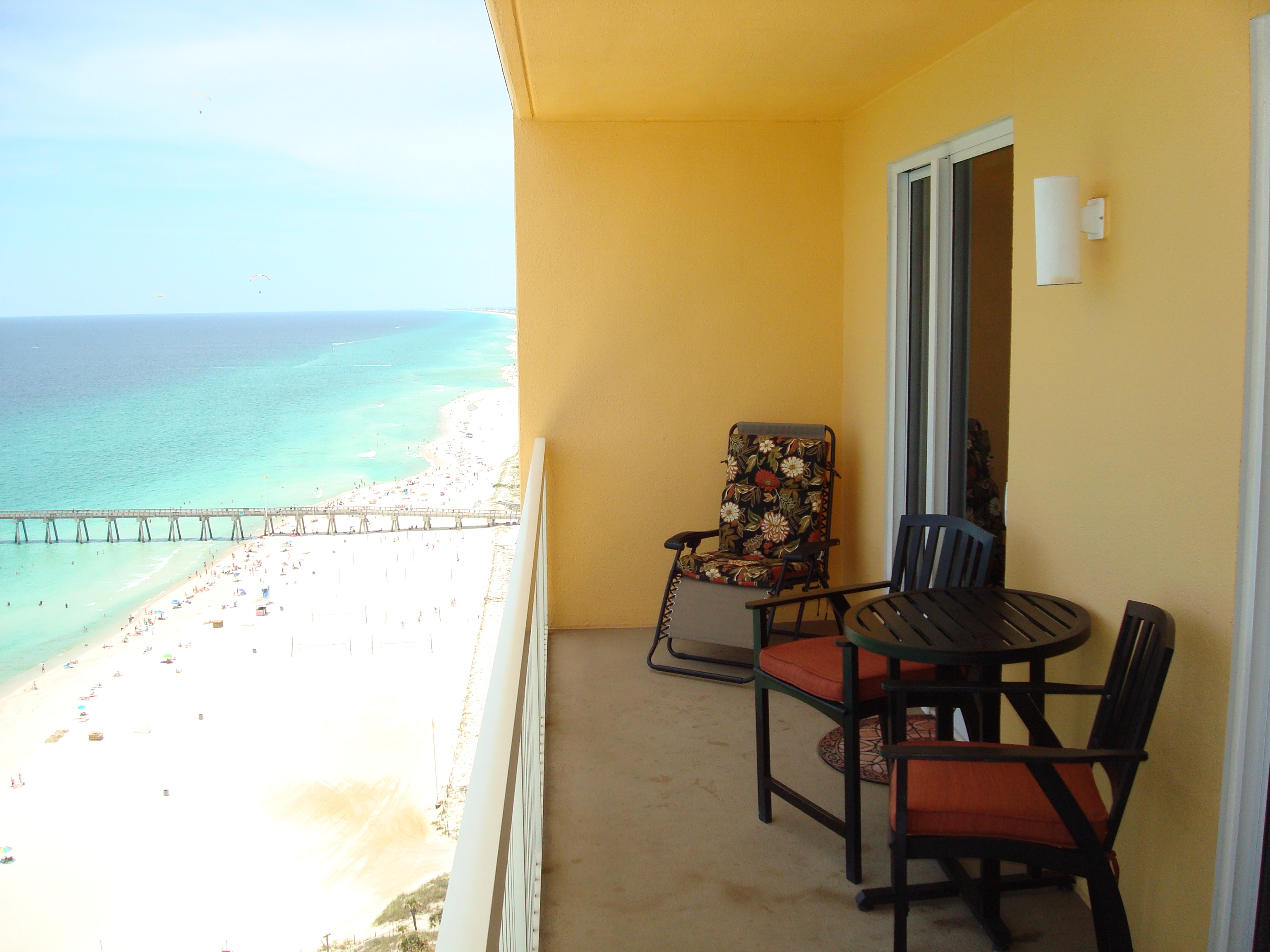 Enjoy Gulf views with breakfast or with evening cocktails on this large balcony