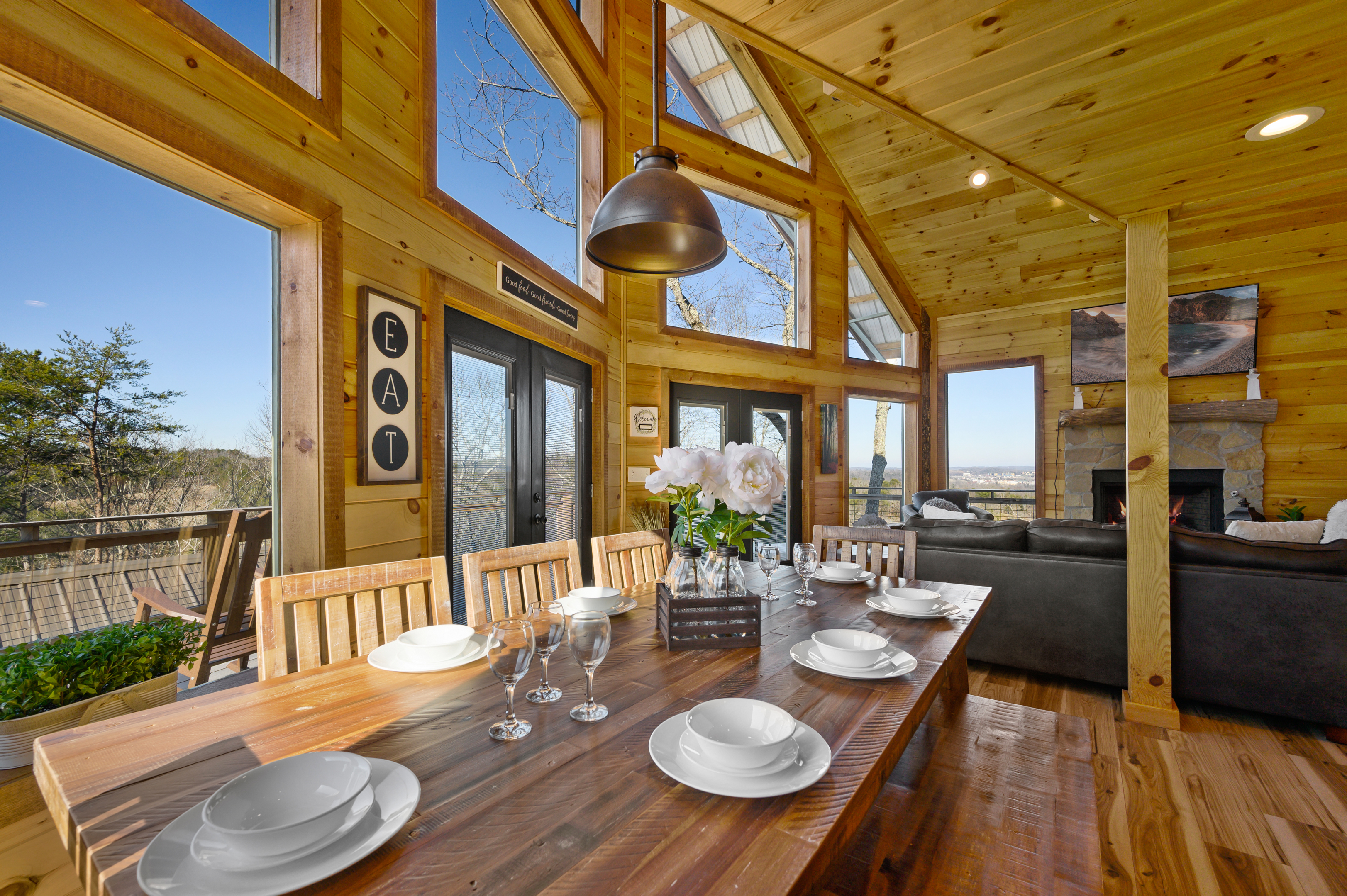 Cypress dining into living room view