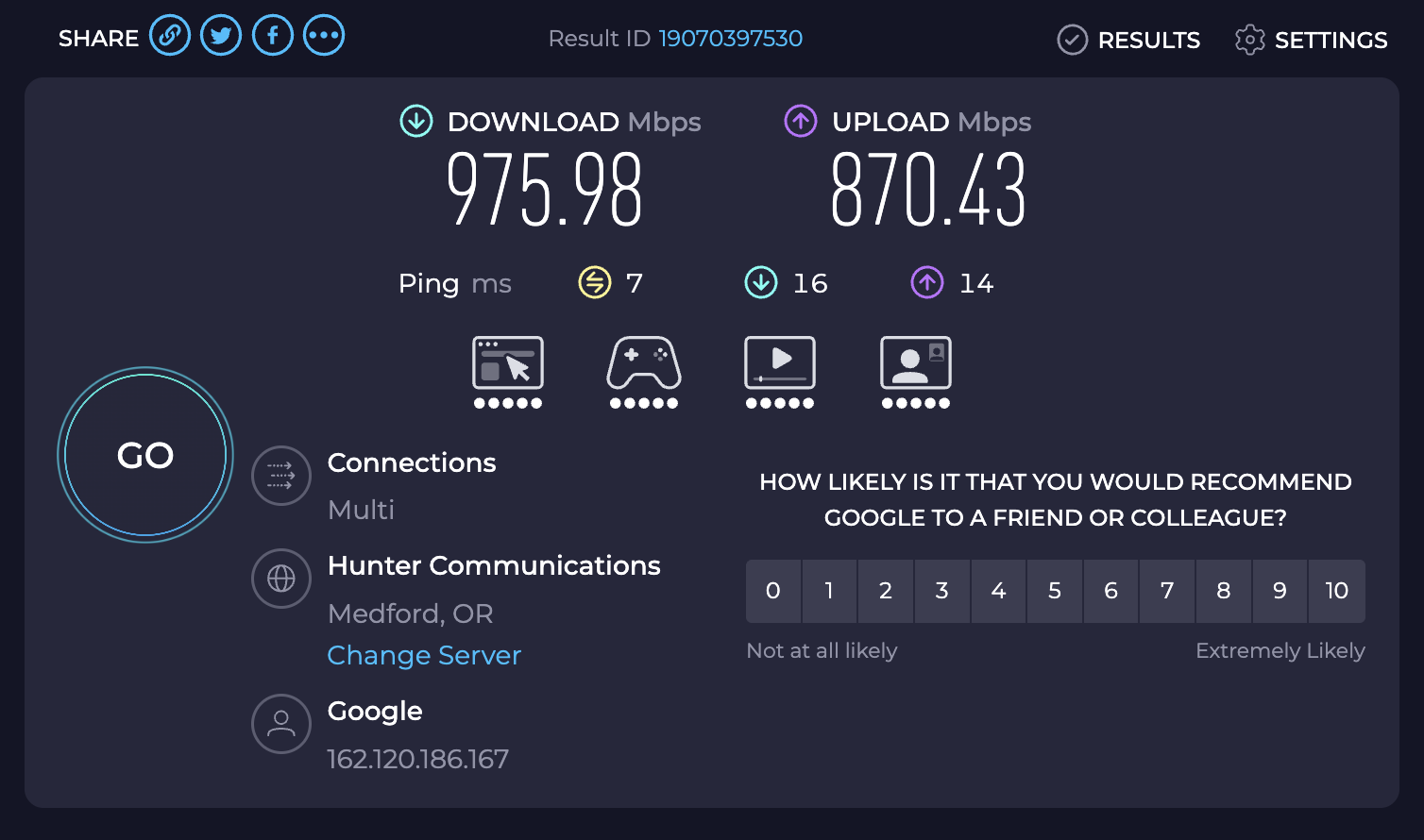 High-speed internet,1 Gig internet for all of your work teleconferencing needs.