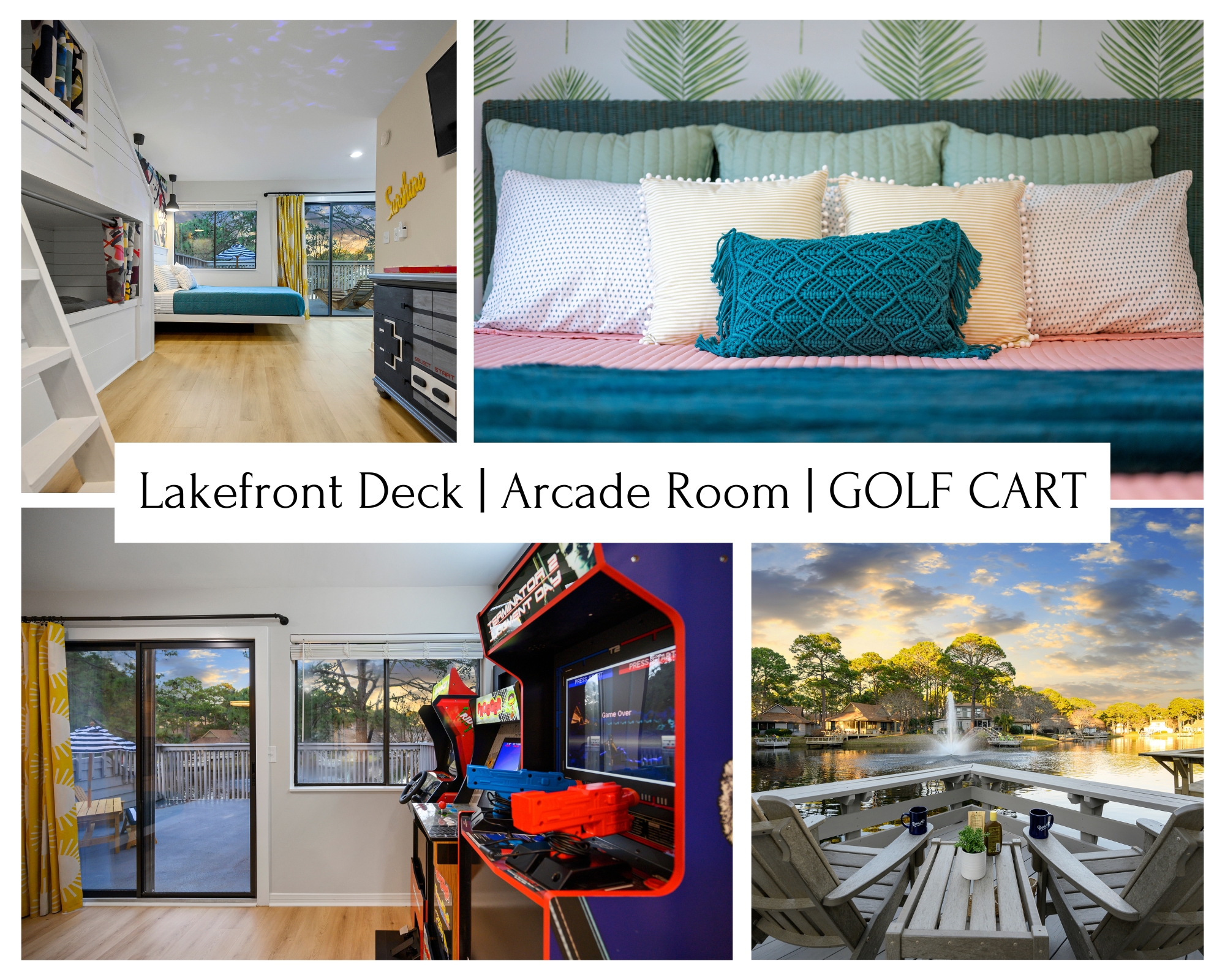 FREE Six Seater Golf Cart, Personal Lakeside Deck, Fishing Allowed!