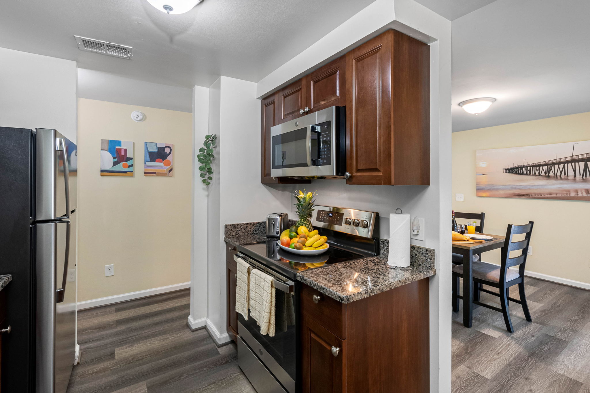 This charming galley-style kitchen offers everything you need to cook, snack, or sip your way through your stay.