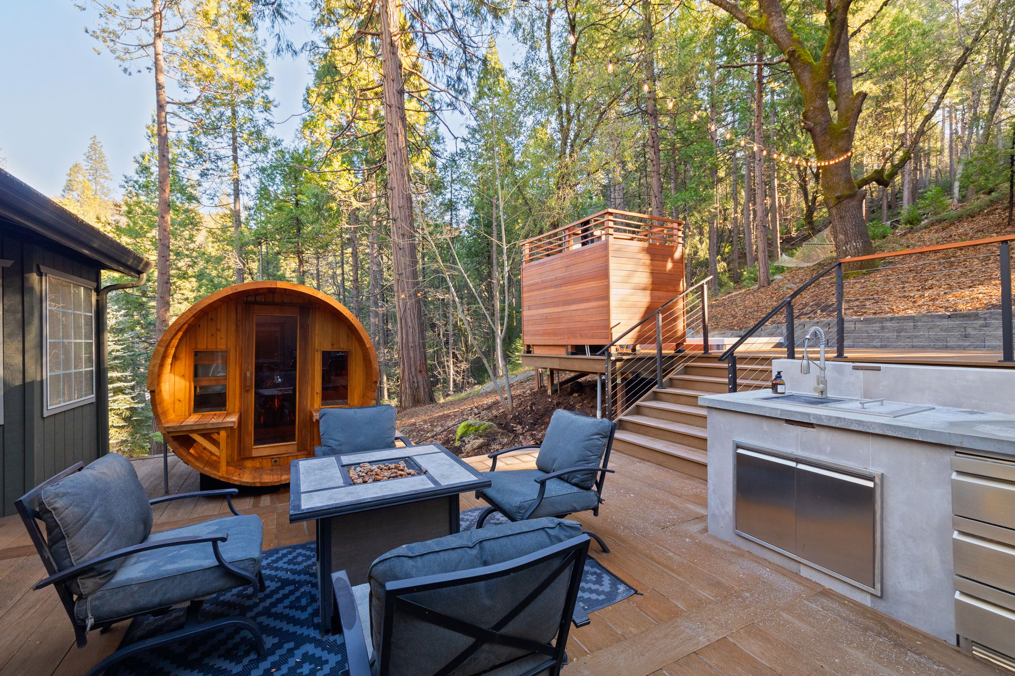 This firepit/seating is right outside the master bedroom.