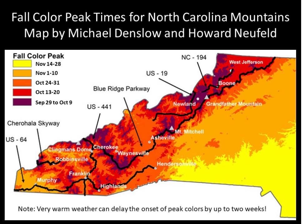 2025 Fall Color Peak Estimates! You can usually see colorful leaves from late September to mid October @ WishYouWereHere7Devils!