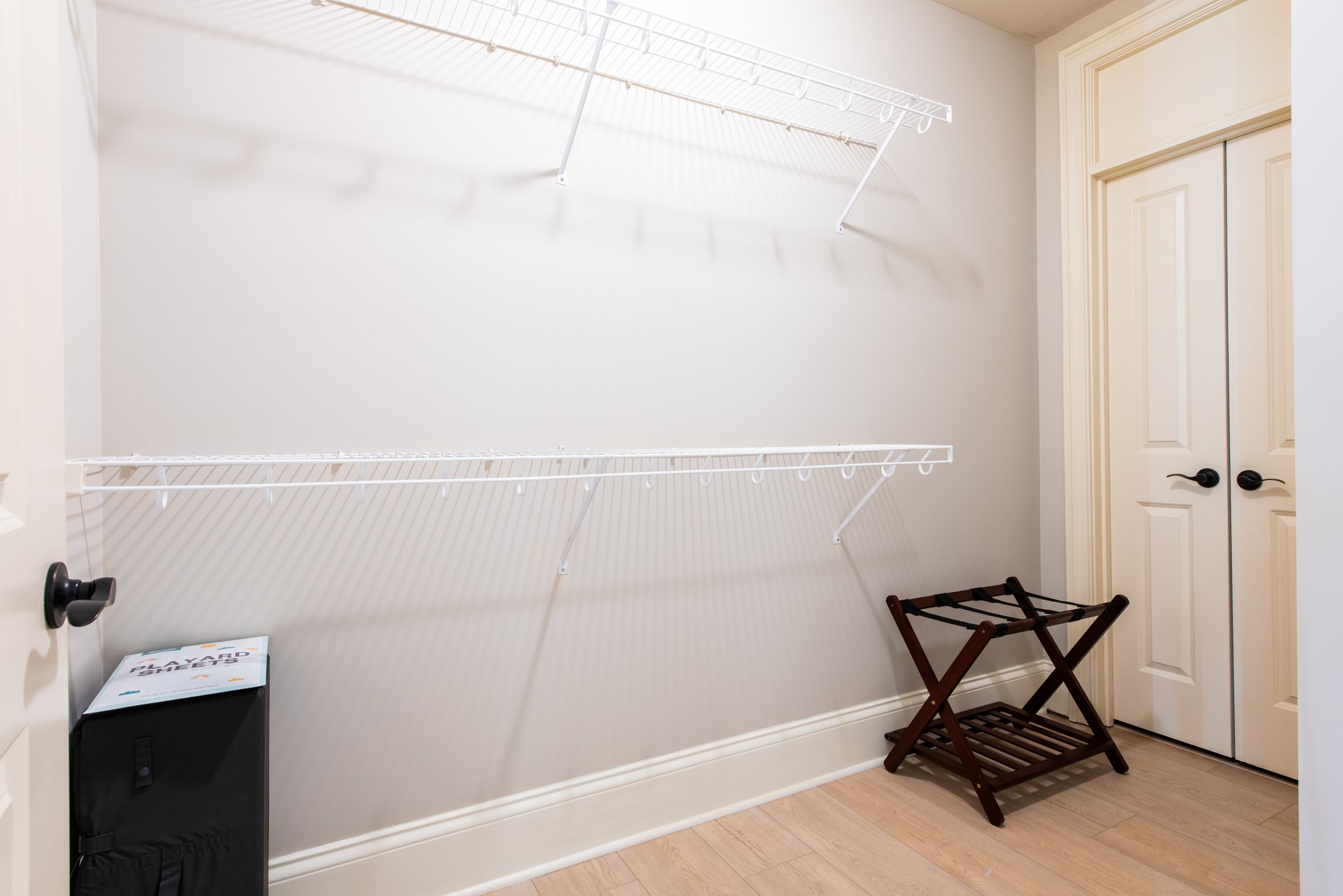 Plenty of closet space with a luggage rack for longer stays.