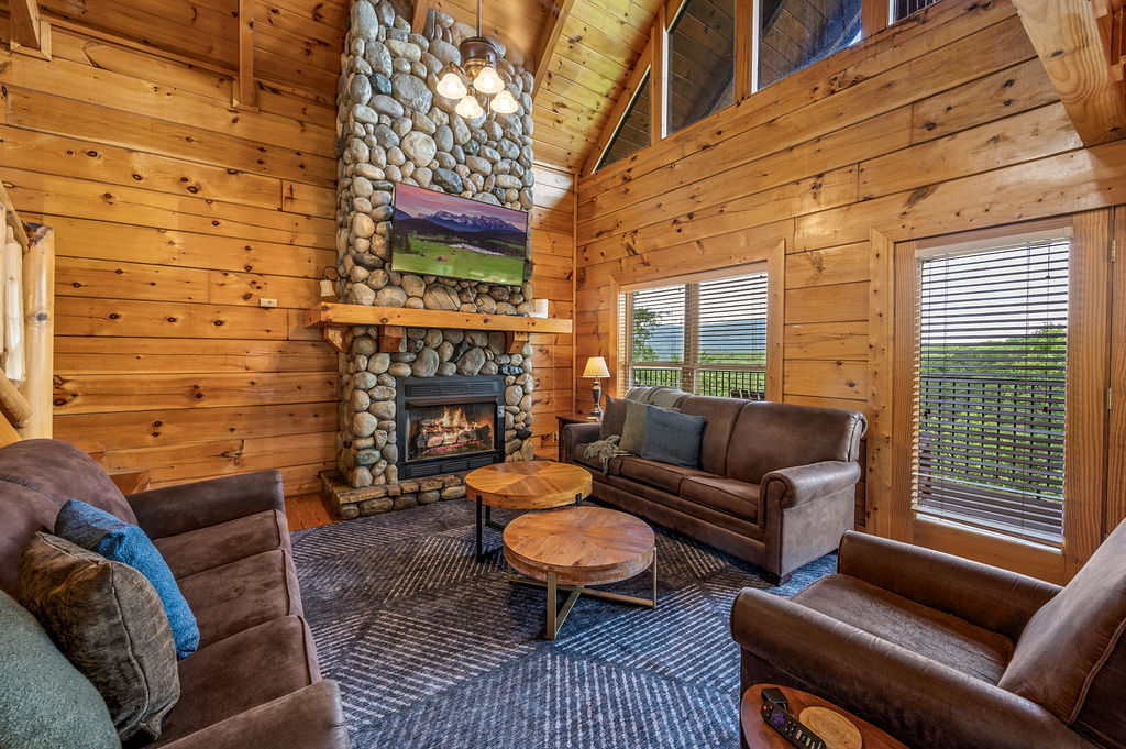Living area with a fireplace that creates a warm, cozy atmosphere