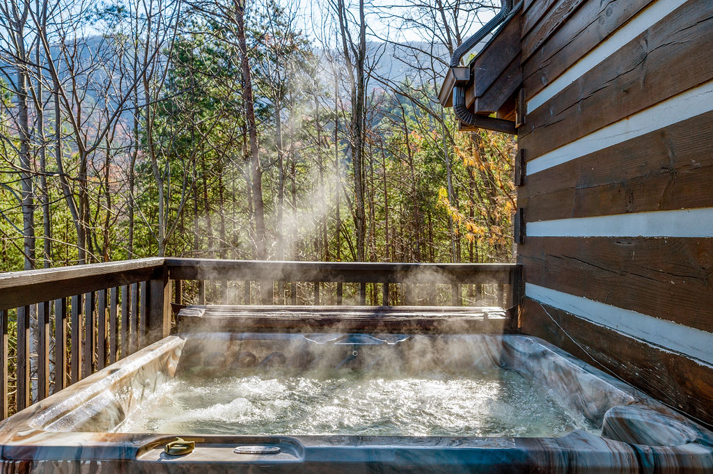 Hot tub in the back porch