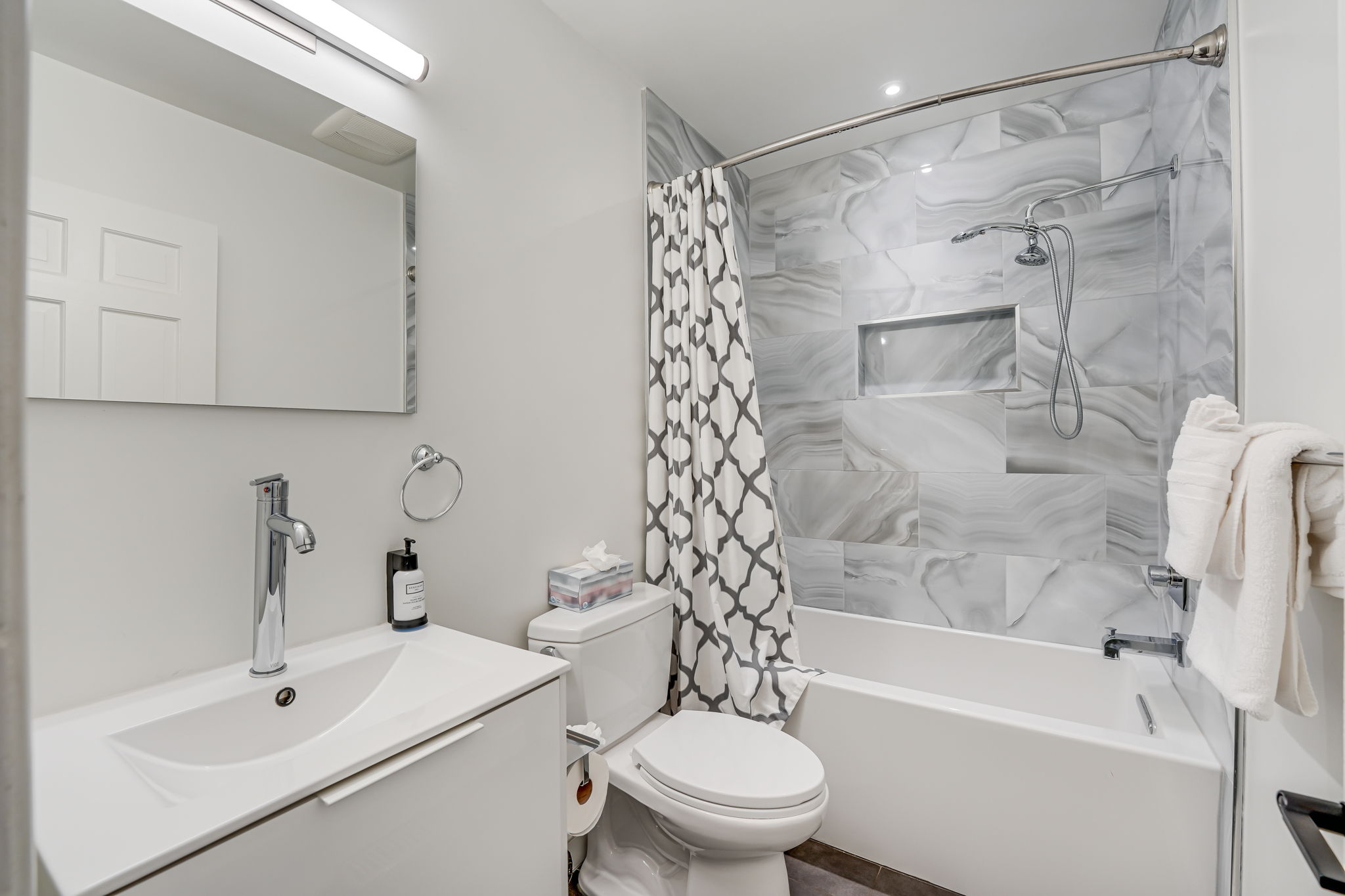 Guest Bathroom: Shower & Extra Deep Tub.