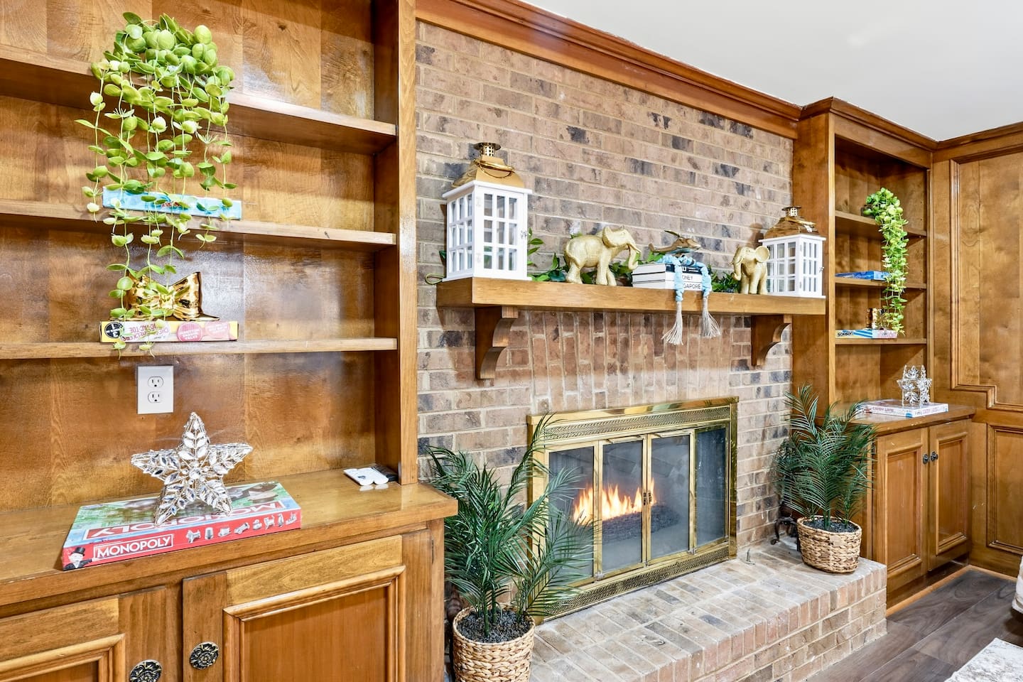Enjoy a warm and inviting space featuring two comfortable couches and a charming fireplace perfect for relaxing, chatting, or unwinding after a long day.